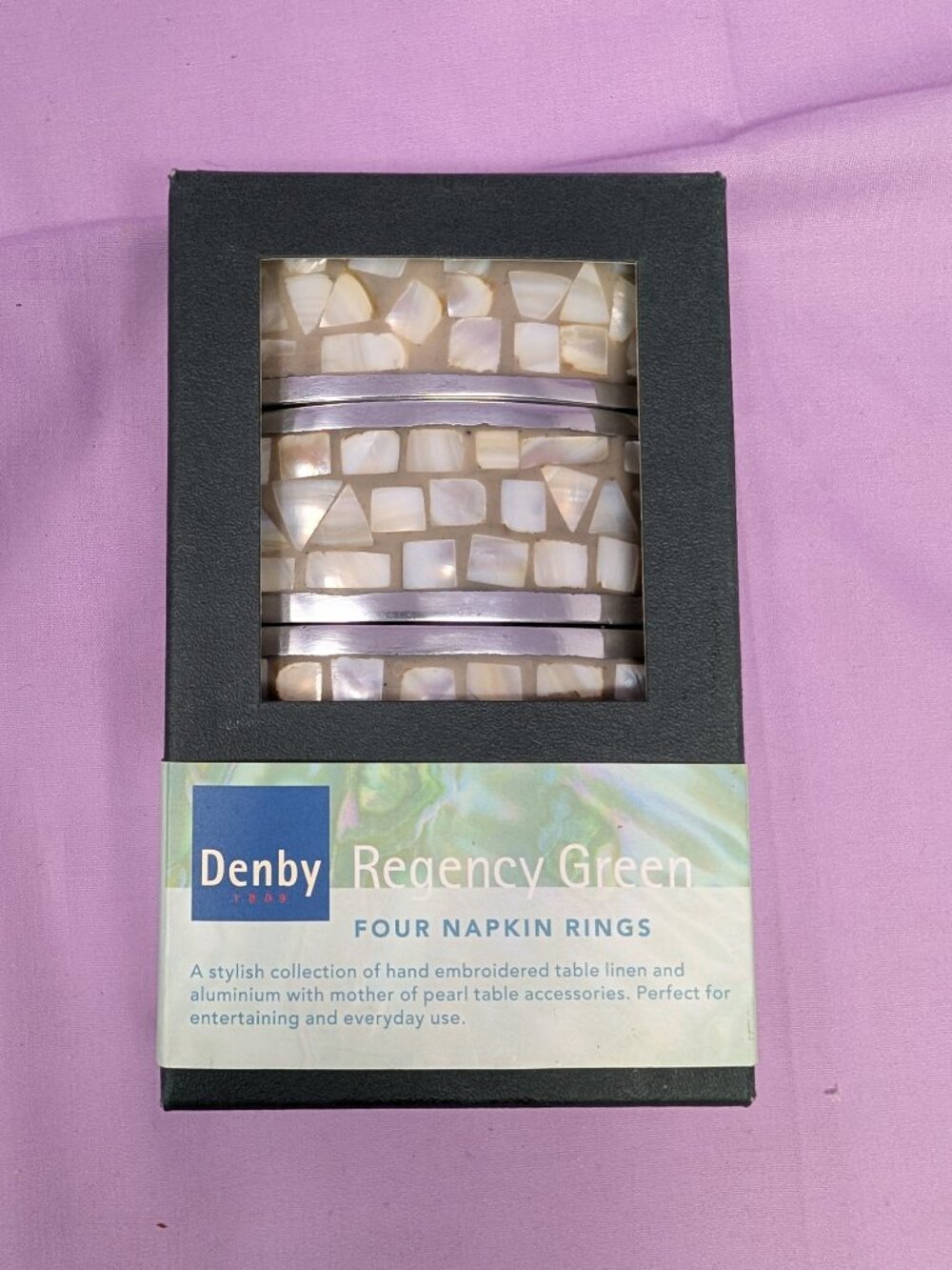NIB Denby Regency Green Set of 4 Napkin Rings